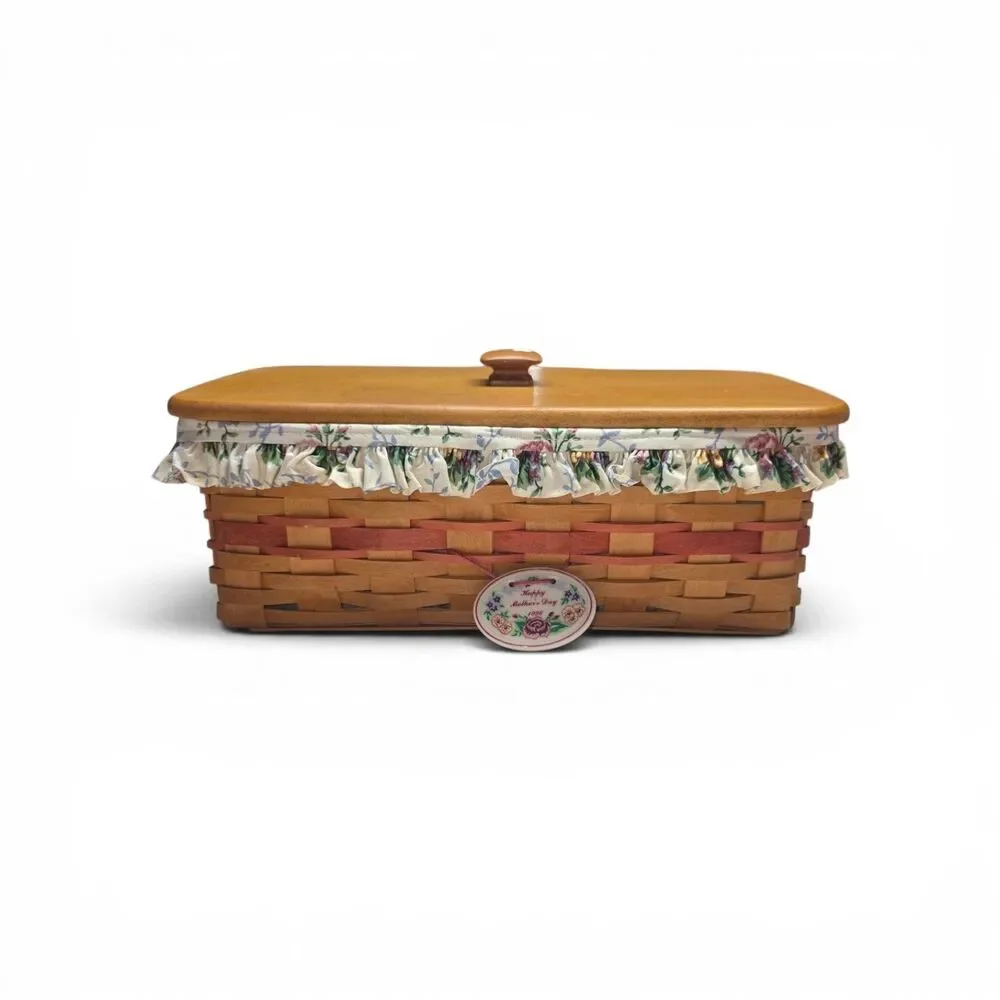 Longaberger 1996 Mother's Day Vanity Basket Liner Protector, 2 Inserts, Tie On